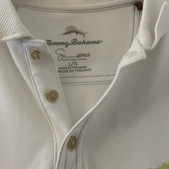 Tommy Bahama Men’s Polo Shirt. Size is Large. Color is White. - Picture 3 of 5